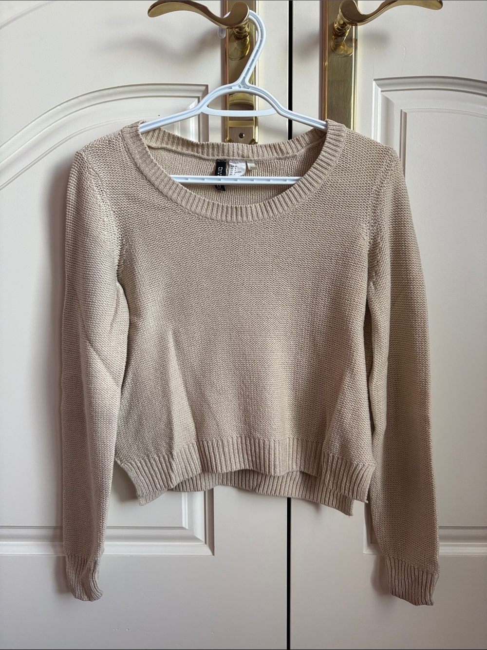 Divided Beige Crewneck Knit Sweater